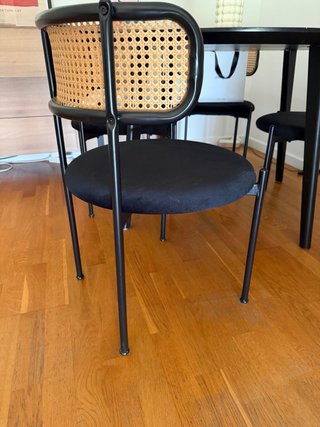 Sillas de comedor ratán negras (Set de 4)