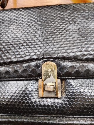 Bolso Vintage Piel Serpiente Negro