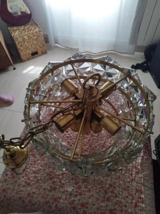 Lámpara Kinkeldey Vintage Cristal y Metal Dorado