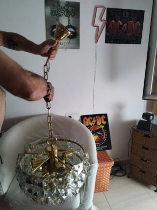 Lámpara Kinkeldey Vintage Cristal y Metal Dorado