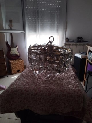Lámpara Kinkeldey Vintage Cristal y Metal Dorado