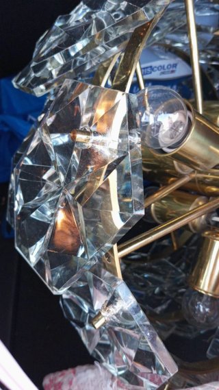 Lámpara Kinkeldey Vintage Cristal y Metal Dorado
