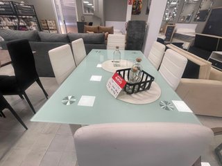 Mecedora de tela y metal beige/gris