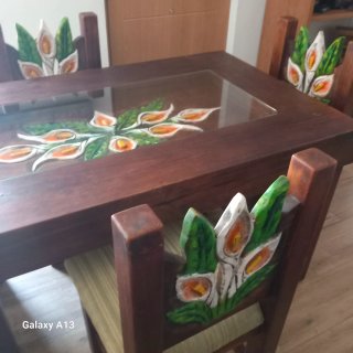 Mesa Comedor Colonial Mexicano con 4 Sillas