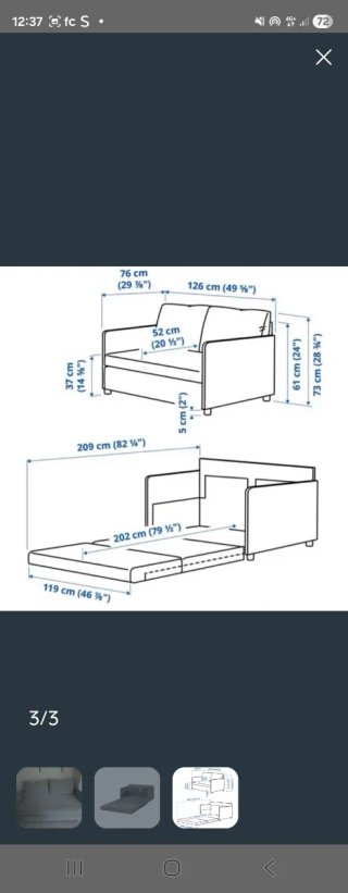 Sofá cama gris Ikea