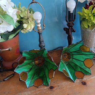 Pareja Lámparas Tiffany Cristal y Metal