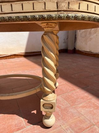 Mesa centro mármol y madera clásica