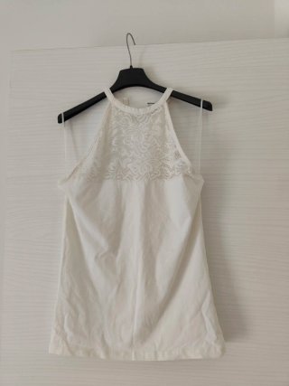 Top donna con pizzo bianco