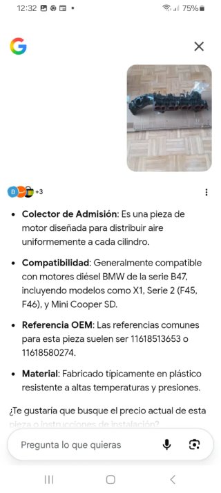 Colector Admisión BMW Mini Cooper