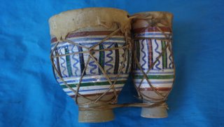 Tamburi Etnici in Ceramica Decorativi 18x15 cm