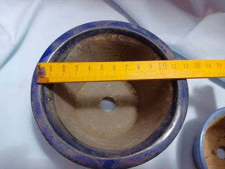 2 Macetas Bonsái Cerámica Azul