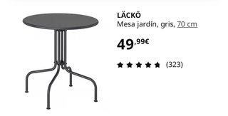 Mesa redonda jardín 70cm + 4 sillas