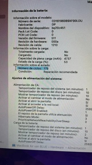 MacBook Air 2017 i7 128GB 8GB RAM Plata