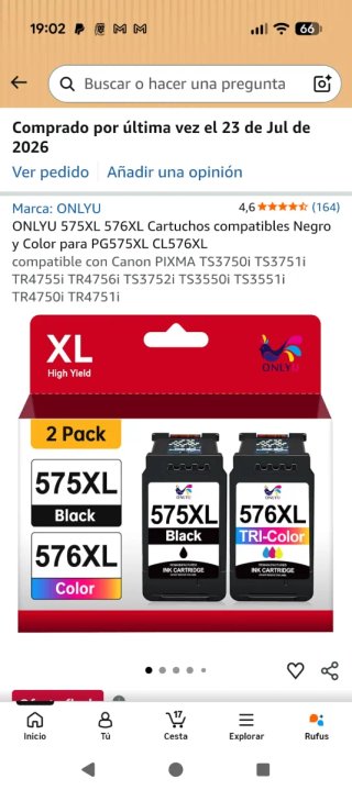 Pack 2 Cartuchos Impresora 575XL 576XL