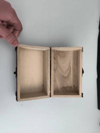 Cajita baúl madera y cuero