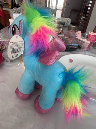 Peluche Unicorno Azzurro con Ali Glitter