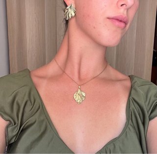 Conjunto de Joyas Hoja Dorada de acero inoxidable