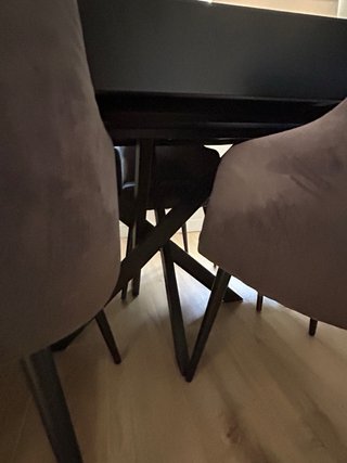 Mesa de jantar madeira maciça c/ pés ferro