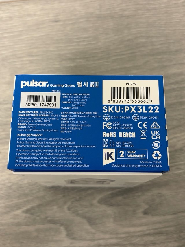 Pulsar X3 LHD Ratón Gaming Blanco