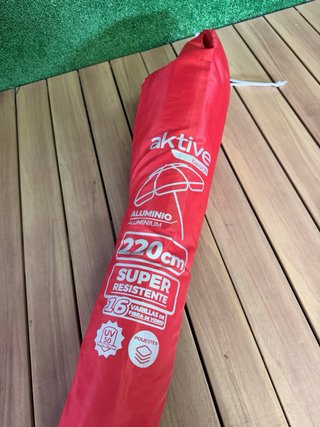 AKTIVE Sombrilla parasol antiviento de 220 cm Rojo