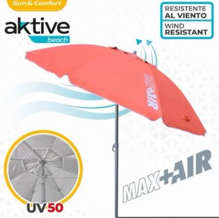 AKTIVE Sombrilla parasol antiviento de 220 cm Rojo