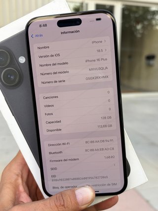 iPhone 16 Plus 128Gb 91% Batería