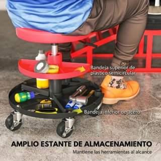 Taburete Taller Giratorio con Ruedas Ajustable