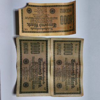 10 Billetes Alemanes 1908-1923, inflación