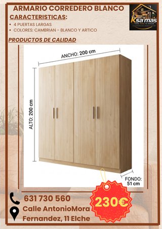 Armario Corredero Blanco 150cm