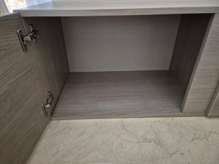 Mueble TV bajo elegante beige y gris