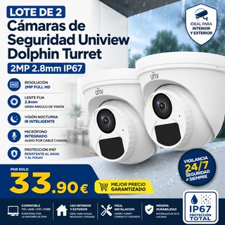 Lote 2 Cámaras Uniview Turret 2MP 2.8mm IP67