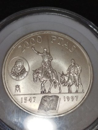 Moneda Plata 2000 PTAS Quijote 1547-1997