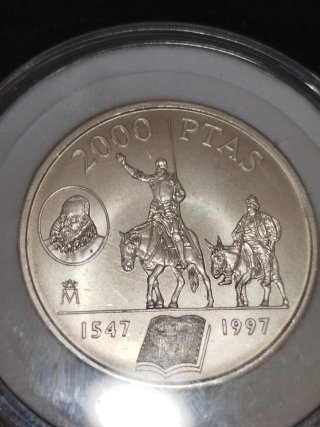 Moneda Plata 2000 PTAS Quijote 1547-1997