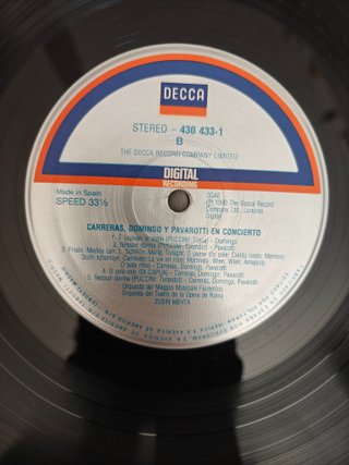 LP Carreras Domingo Pavarotti - In Concert Decca