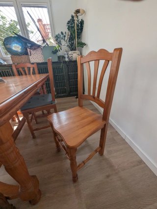 Mesa extensible madera + 6 sillas