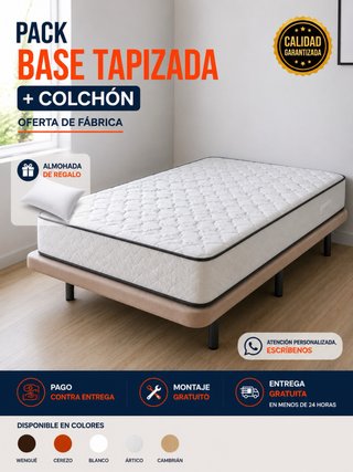 Pack Base Tapizada + Colchón base base base base