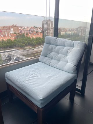 Conjunto sofá y sillón de terraza madera