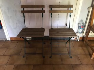 2 Sillas Plegables Madera y Metal