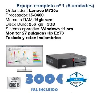 Equipo Completo Lenovo M720s + Monitor