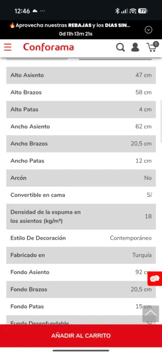 Sofá Cama 3 Plazas con Almacenaje Gris