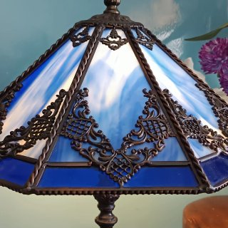 Lámpara Tiffany Cristal y Metal Azul