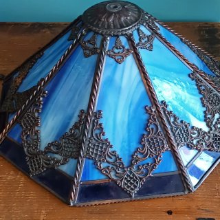 Lámpara Tiffany Cristal y Metal Azul