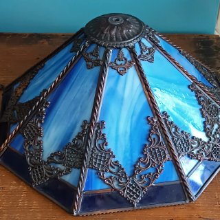 Lámpara Tiffany Cristal y Metal Azul