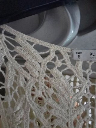 Vestido gasa calado crema Talla S