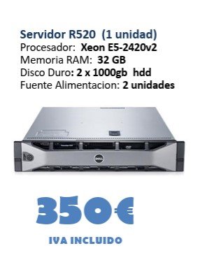Servidor Dell R520 Xeon E5-2420v2 32GB RAM