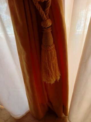Conjunto de Cortinas en  Naranja y visillo blanco