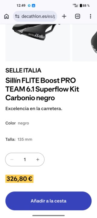 Sillín Selle Italia FLITE Boost Pro Team Superflow