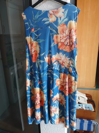 Vestido Verano Estampado Floral Azul Naranja
