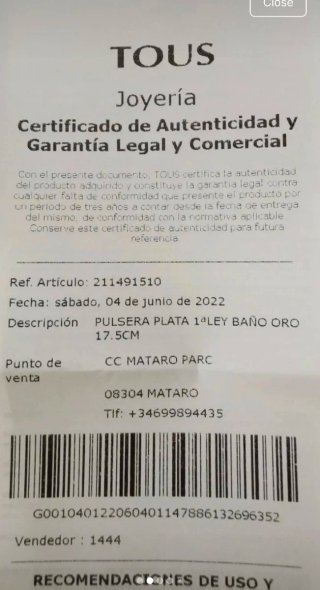 Pulsera Tous Doble Aro Baño Oro
