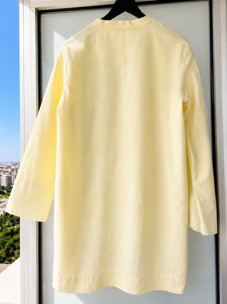 Vestido Zara Woman XL Lino Algodón Amarillo